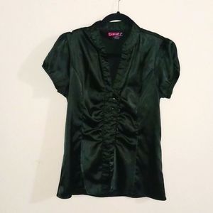 Satin dark olive green shirt
